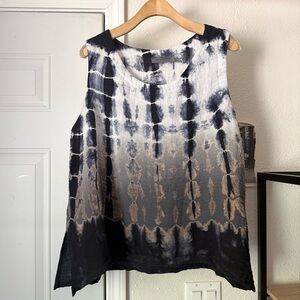 ELEVEN STITCH DESIGN multicolor ombre tie dye rayon boxy cropped tank top